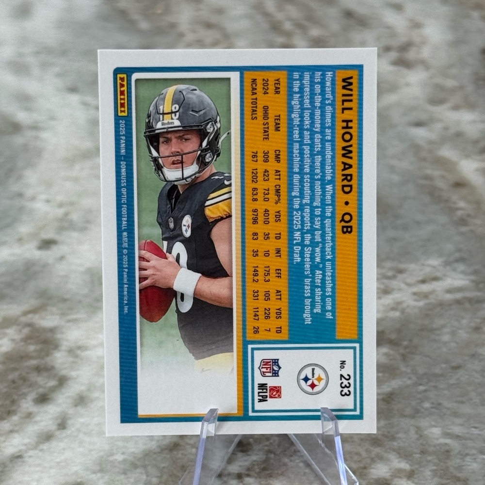 🔥 2025 Will Howard Panini Donruss Optic Rated Rookie Card. Pittsburgh Steelers - Picture 2 of 2